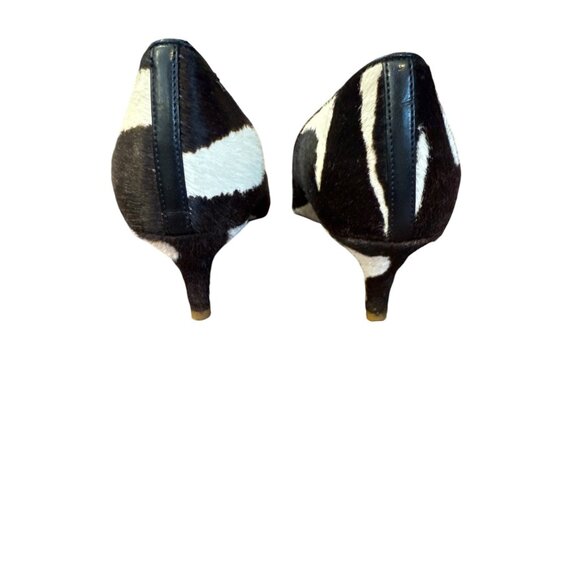 J.Crew Dulci Calf Hair Kitten Heels 7 Made in Italy Black White Pointed Toe - Picture 5 of 12
